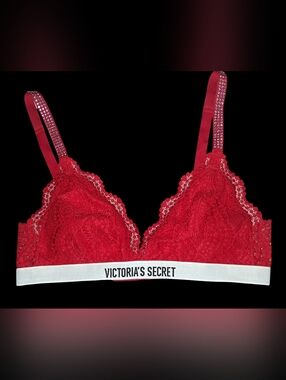 Clothes: Victoria's Secret Sexy Red Bralette W/ Silver Glitter Strap Details